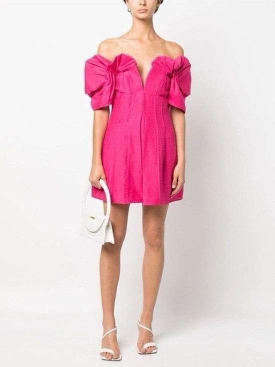 ANTONIO MELANI Dresses & Skirts - NEW Antonio Melani Adina Textured Satin V-Neck Puff Sleeve Mini Dress Sz 6